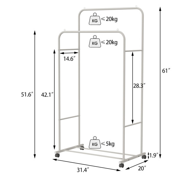 Standard clothes rack discount height